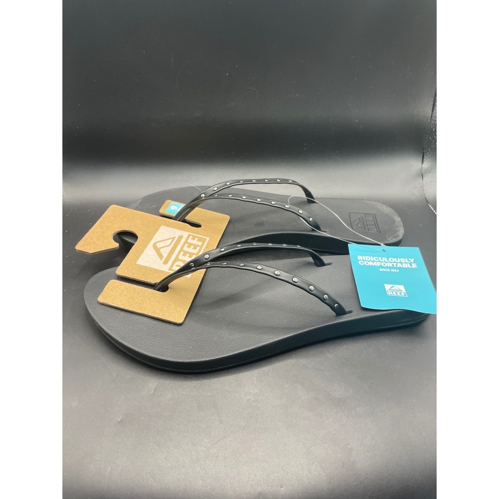 Reef Cushion Slim Studs Black Flip Flop Sandals Womens 9 CK0490